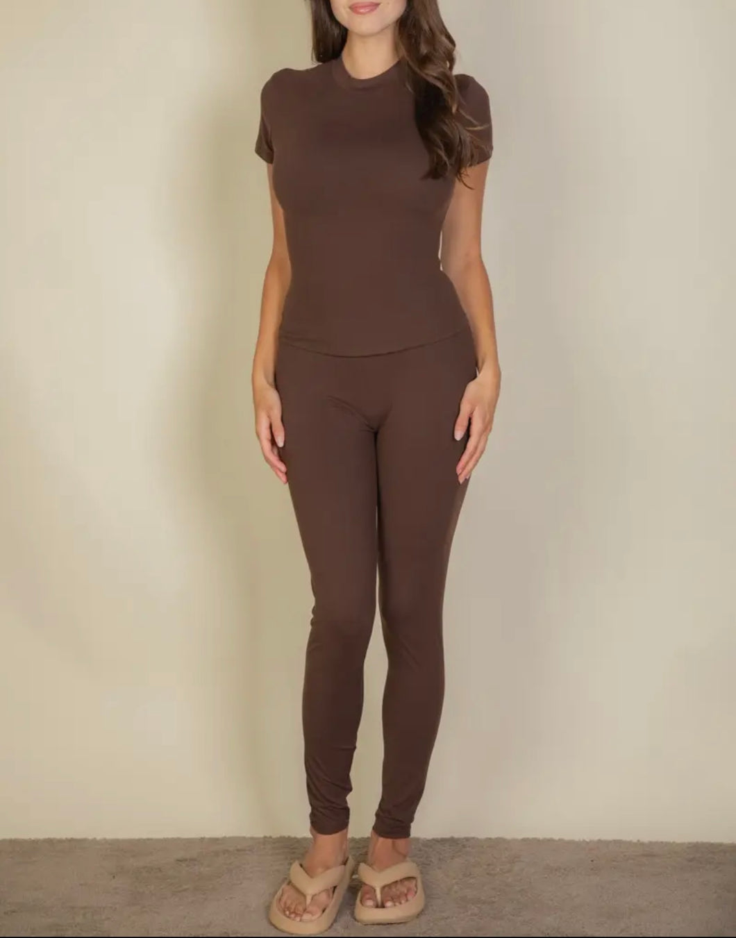 Go To Legging Set-Brown