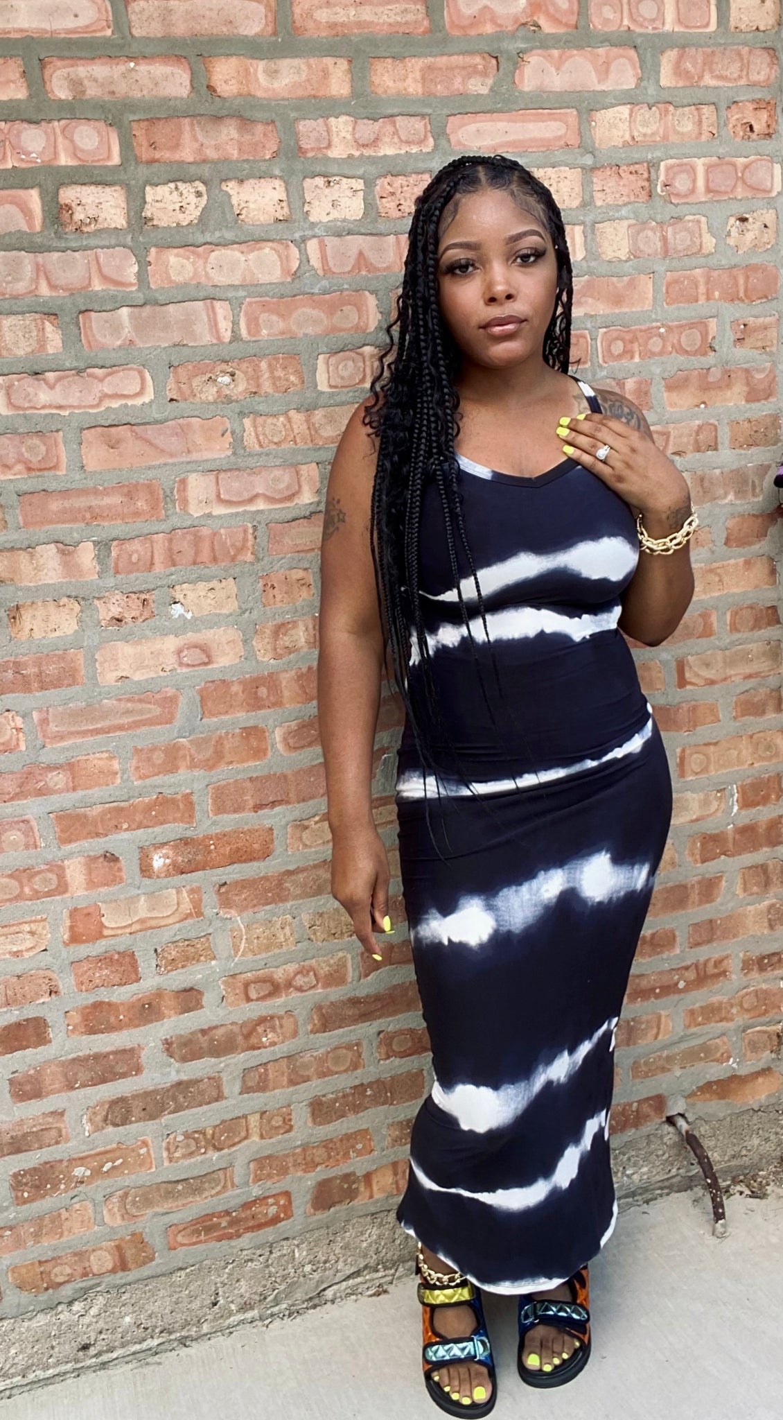 Tia Tie Dye Maxi Dress-Black Envie Boutique Tia Tie Dye Maxi Dress-Black Envie Boutique