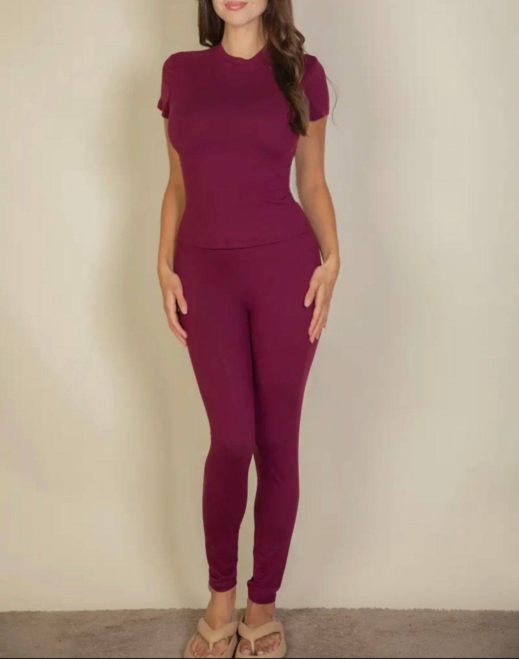 Go To Legging Set-Burgundy