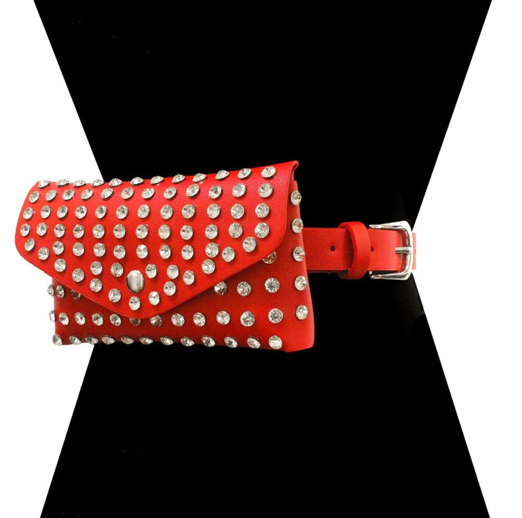 Studded Belt Bag (Red)