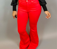 Load image into Gallery viewer, Red Flare Jeans

